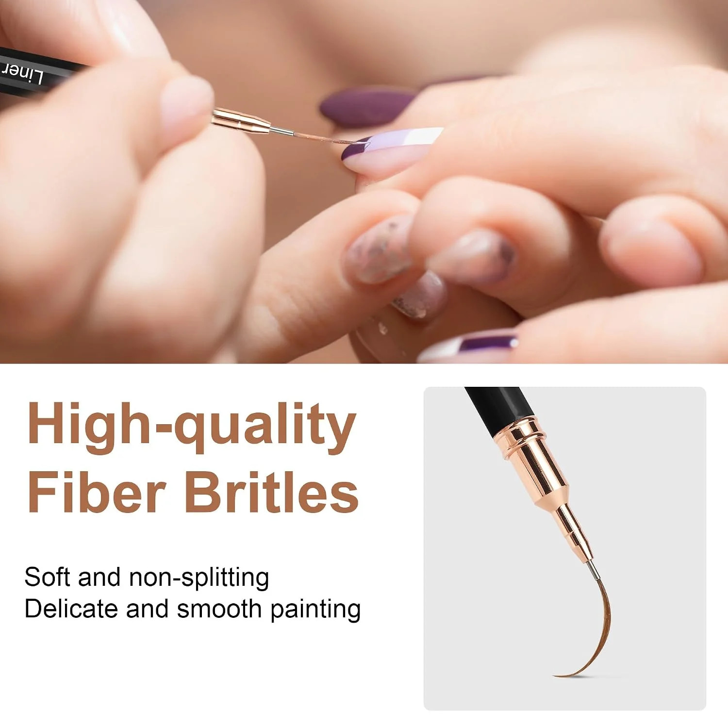 Metallic Nail Art Pens, Liner Brushes Set, 5PCS Black Nail Tools | For L