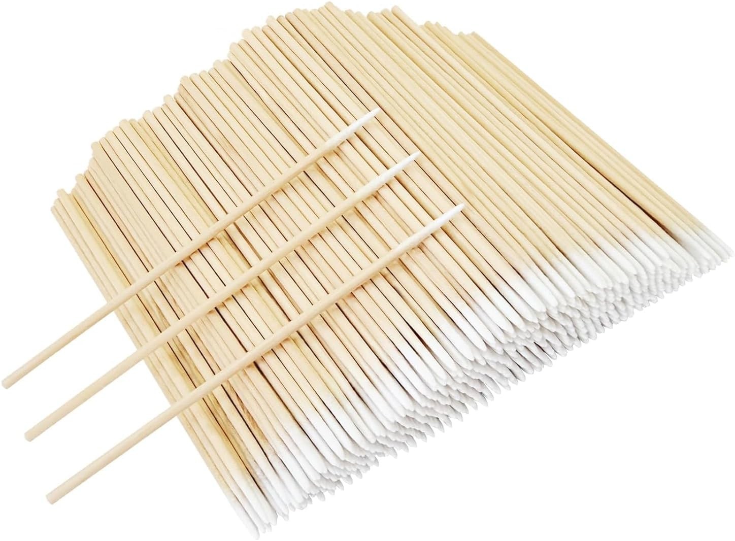 600 Count 4 Inch Pointed Cotton Swabs for Nail with Wood Sticks | with Firm Soft