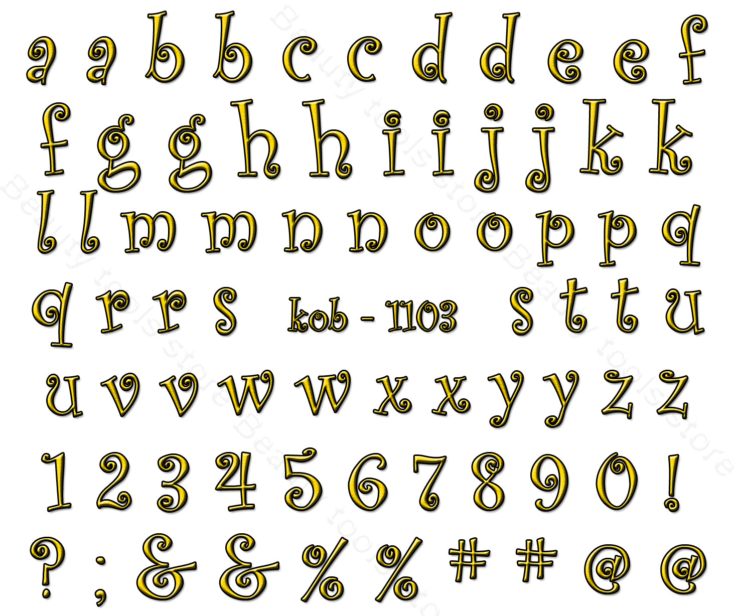 Nail Art Water Transfer Sticker Decal Stickers Pretty Golden Letters KoB-1103