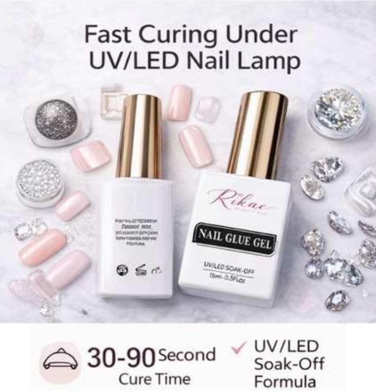 Nail Glue for Press On Nails – Extra Strong Hold Brush-On Adhesive, Quick Dry…