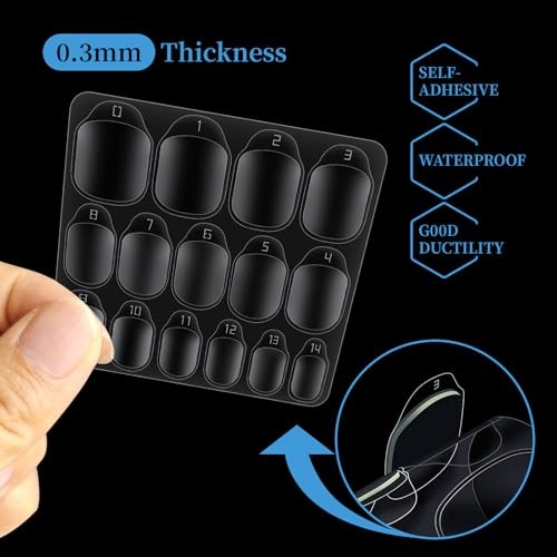 600pcs Nail Adhesive Tabs Kit – 15 Sizes Press On Stickers, 40 Sheets Reusable
