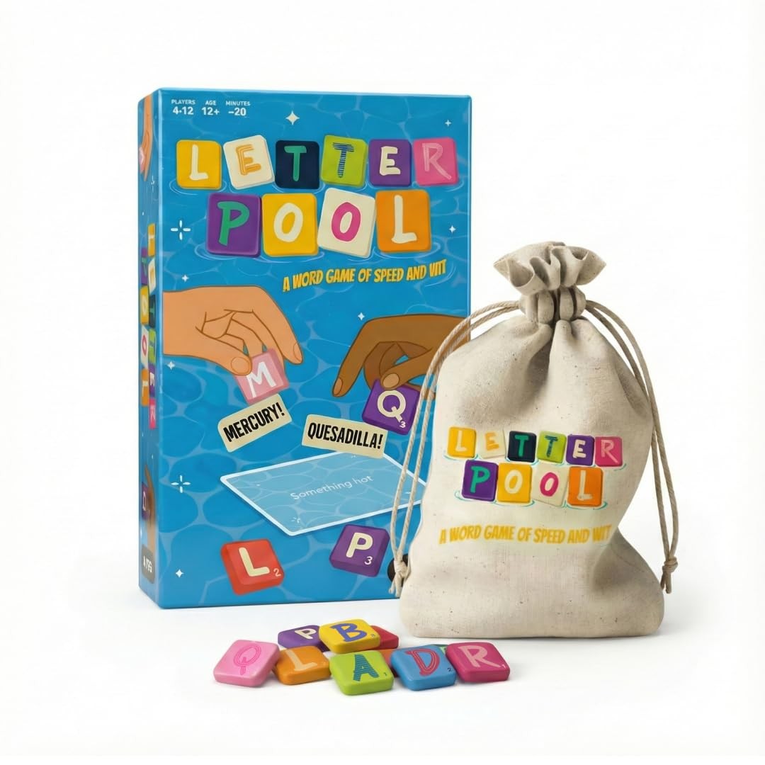 Letterpool: 2-6 Players Board Games for Adults, Small, Beige and Green