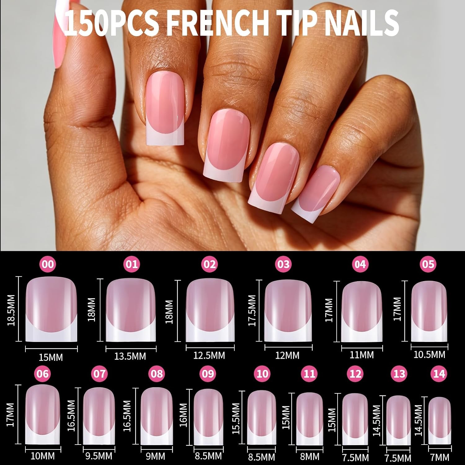 YGDZ 300PCS Press On Toenails & French Tip Nails Kit, Short Square