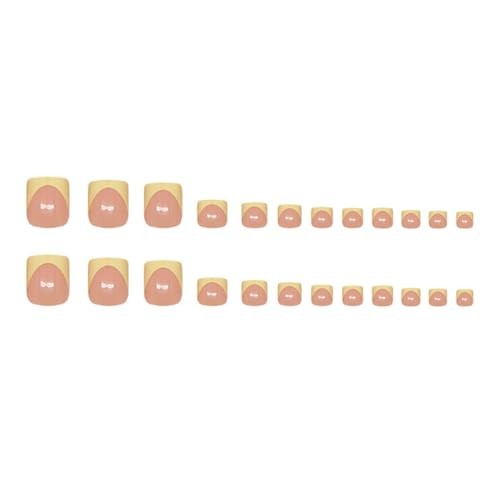 Press on Toenails Yellow Width French Toe Press on Nails Tips Kit Design TF12
