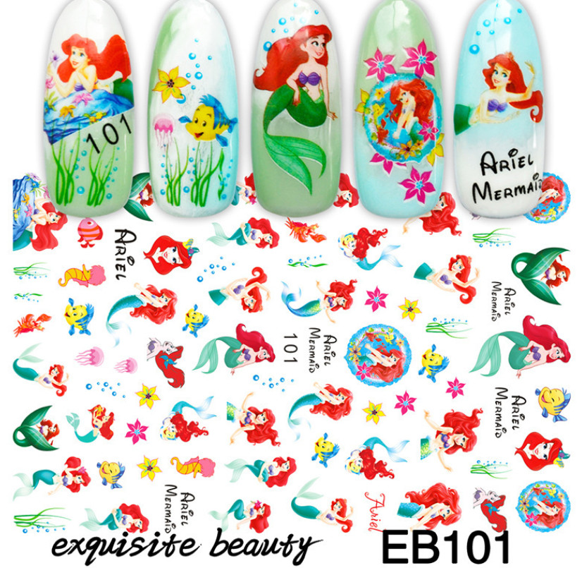 3D Disney Princess Barbie Frozen Nail Art Stickers Self-Adhesive NH26