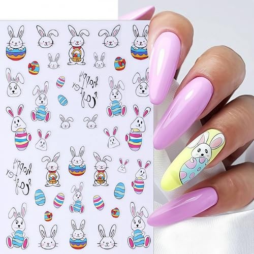 5D Nail Art Stickers 3D Self-Adhesive Easter Colorful Cute Embossed Easter
