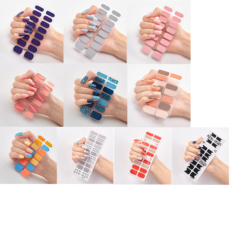 Full Size Nail Wraps Stickers Polish Toe Manicure Art Self Stick Decor 3D Decals