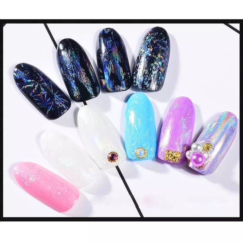 Transfer Foil Holographic Nails Wraps Transparent Stickers Shiny Nail 4pc x 20cm