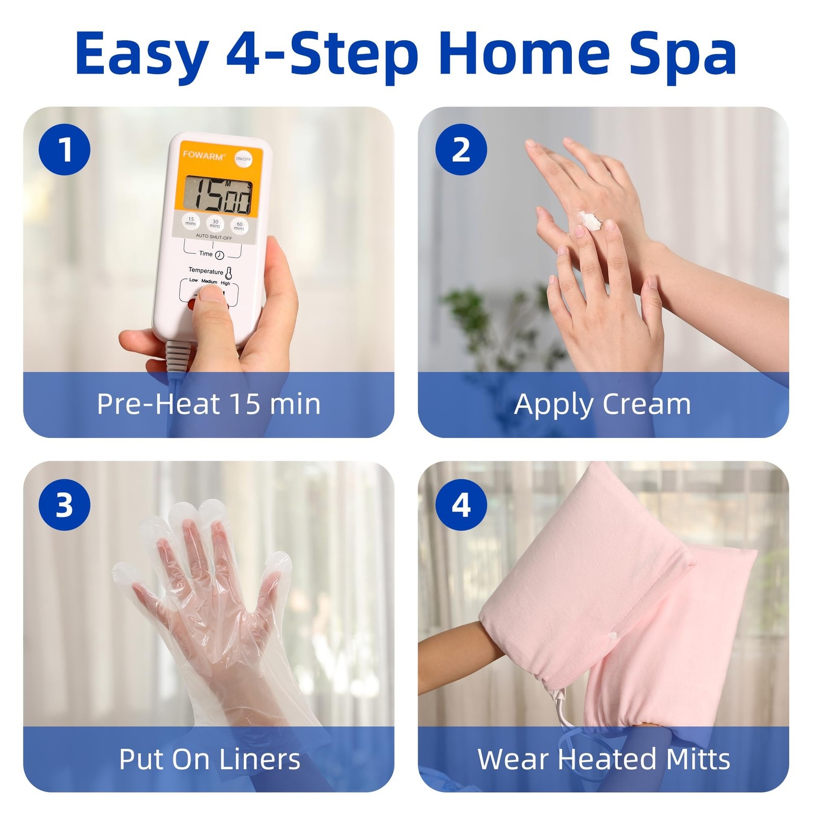 Electric Hand Warmer, Heated Beauty Mitts, 3-Temp Levels & Timer, Digital Dis…