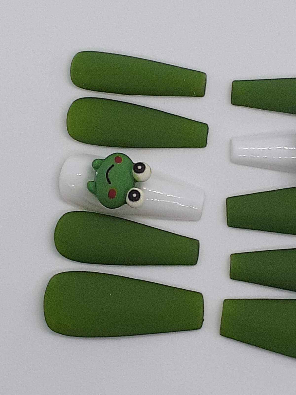 Kawaii Cute Cartoon Nails Green Frog Animal Nails Animal Wedding Nails-sale