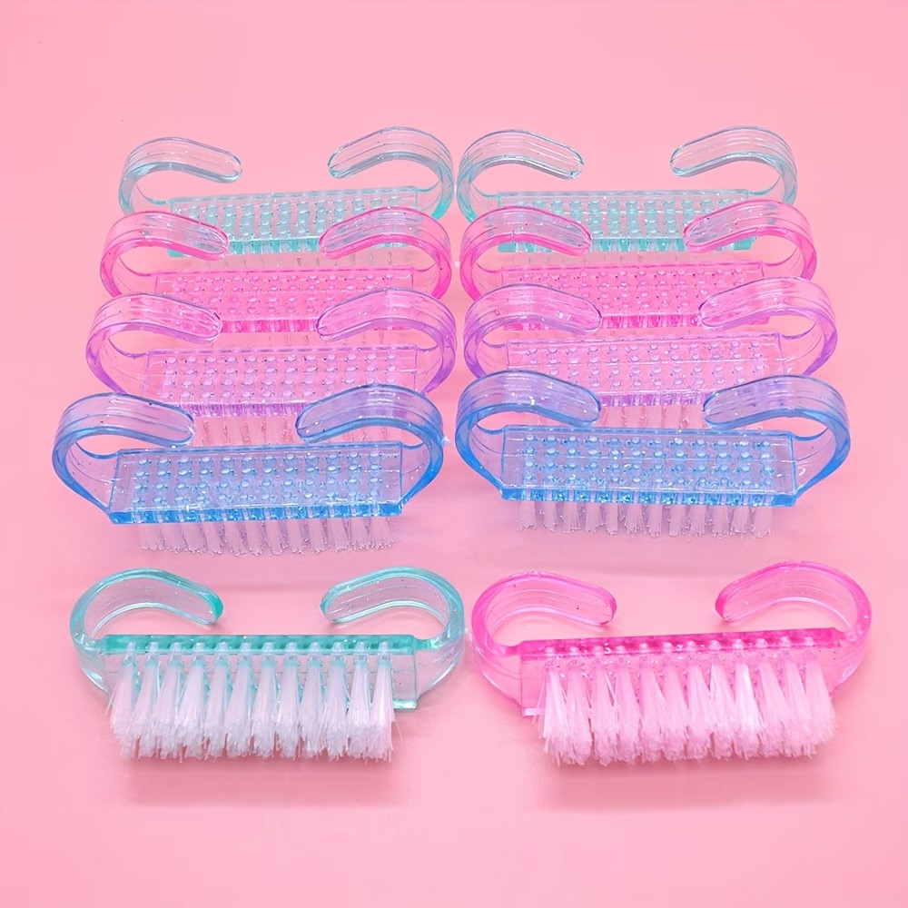 10pcs Nail Art Cleaning Brushes – Acrylic Nail Dust Remover Tools Multi-Color.