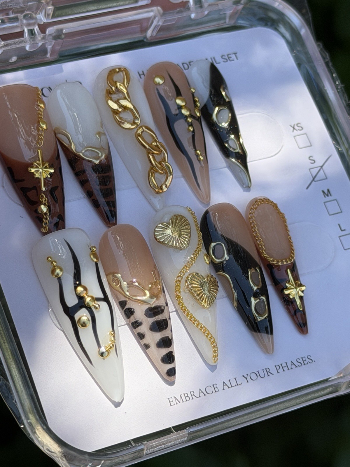 Custom Nails Handmade Press-On Nails with Glue, Size Small