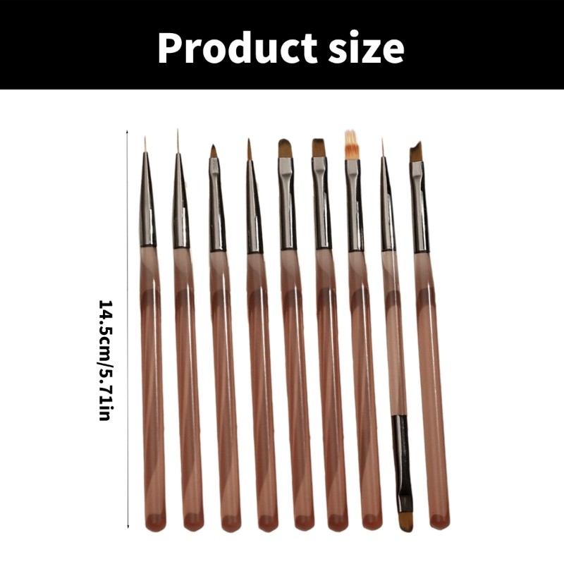 Professional Salon Nail Brush Collection 9Pcs Functional Beauty Tool for Artists
