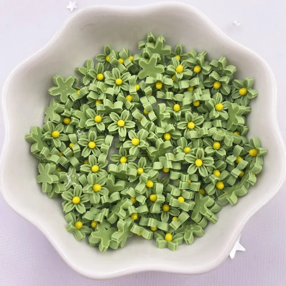 100Pcs 8mm Resin 3D Colorful Mini Flower Gems Flatback Figurines Scrapbook