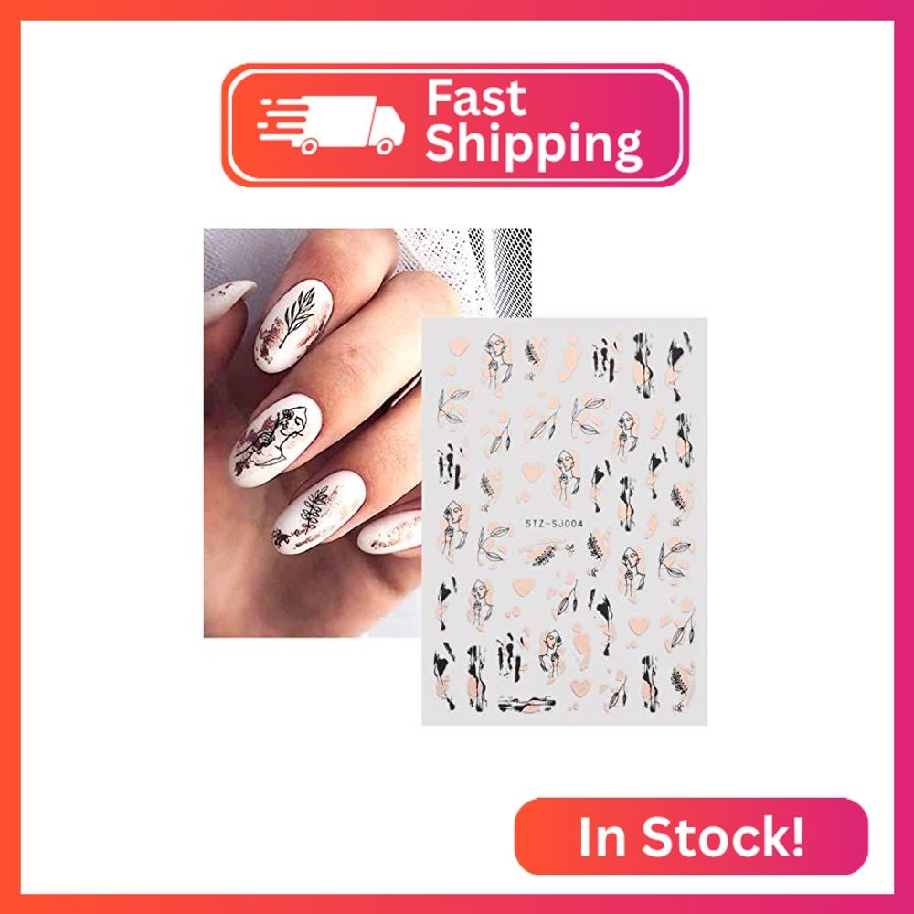 9 Sheets Gold Nail Art Stickers,Rose Gold Abstract Line 3D Self-Adhesive Nail De