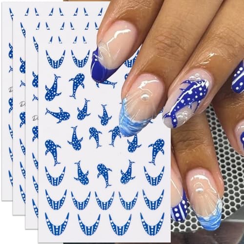 Blue Whale Nail Stickers Summer Ocean Theme Nail Art Stickers Decals style9