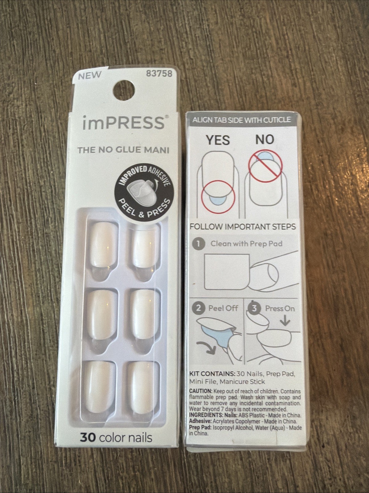 Impress No Glue Mani 2 Sets Press On Nails White Short Square New MK03