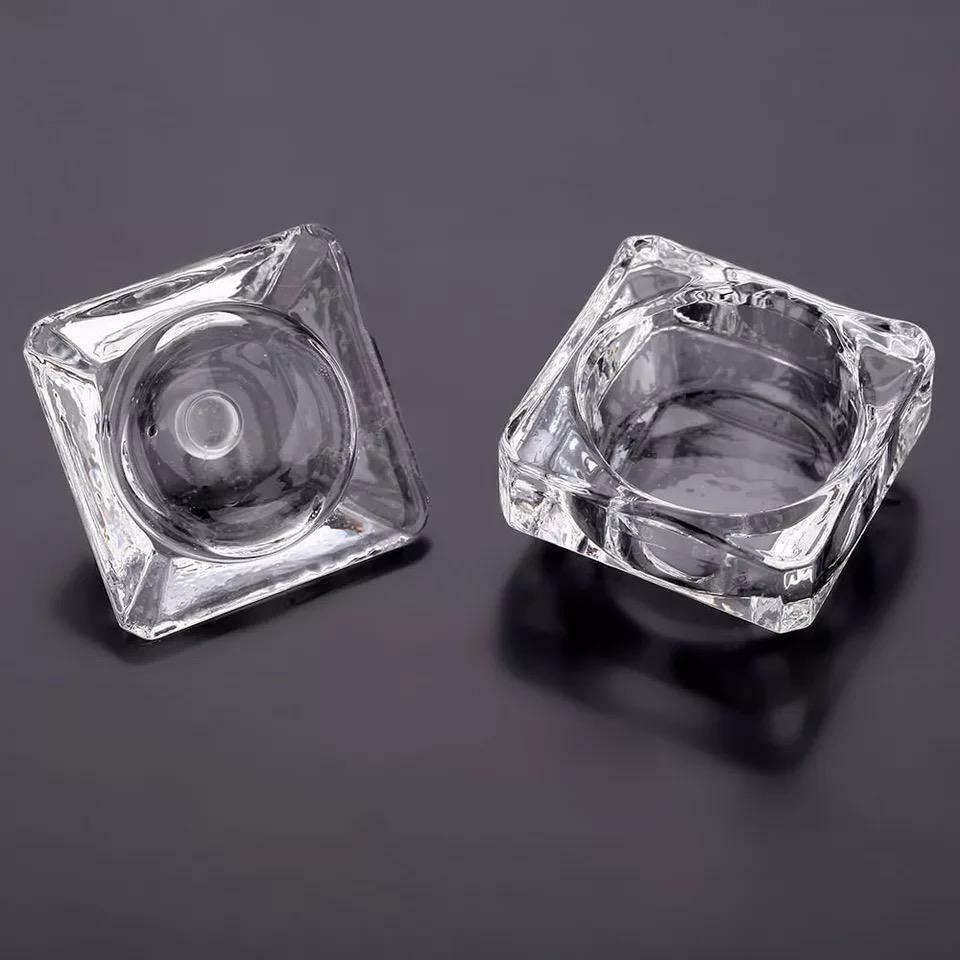 CRYSTAL GLASS DAPPEN DISH POT + LID CUP ACRYLIC LIQUID MONOMER NAILS POWDER UK