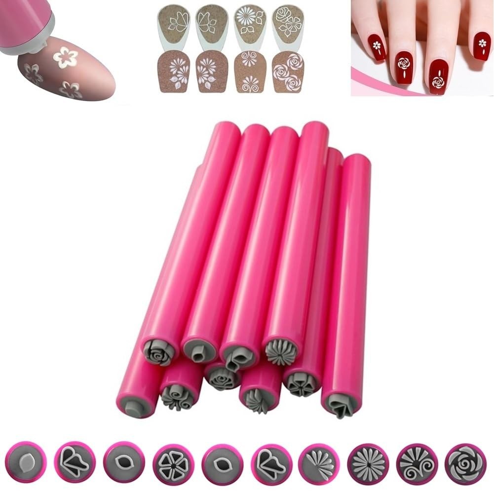10PCS Nail Art Stamp Pen Set – DIY Nail Art Tools with 6 Patterns 💅✨