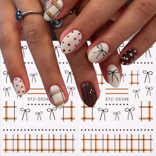 6 Sheets Christmas Nail Stickers for Nail Art 3D Self-Adhesive Xmas Bow Hp-6