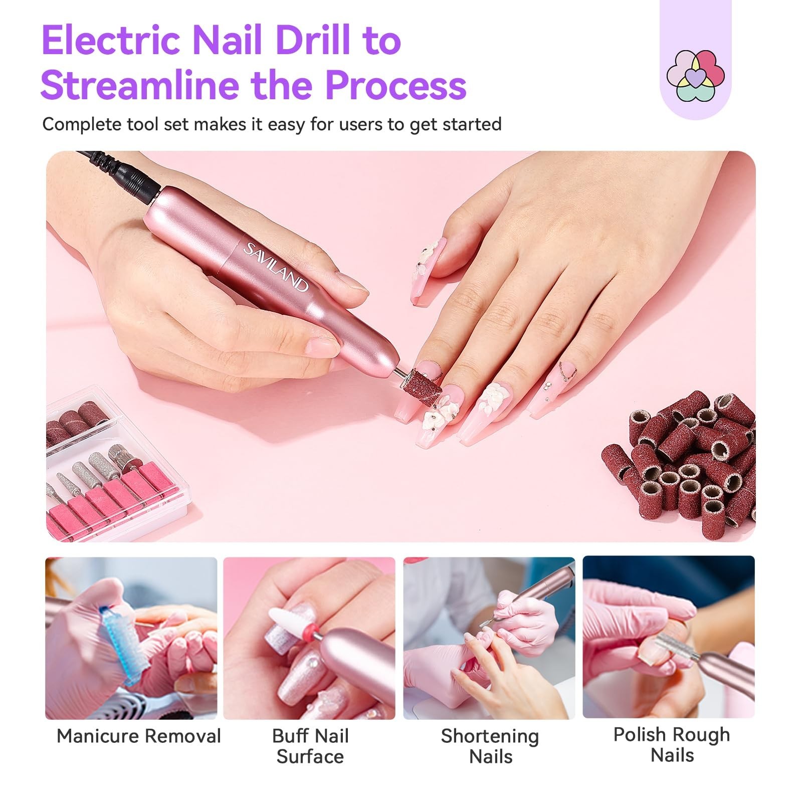 All-in-1 Acrylic Nail Kit with Drill & Nail Lamp | Beginner Set, Practice Finger