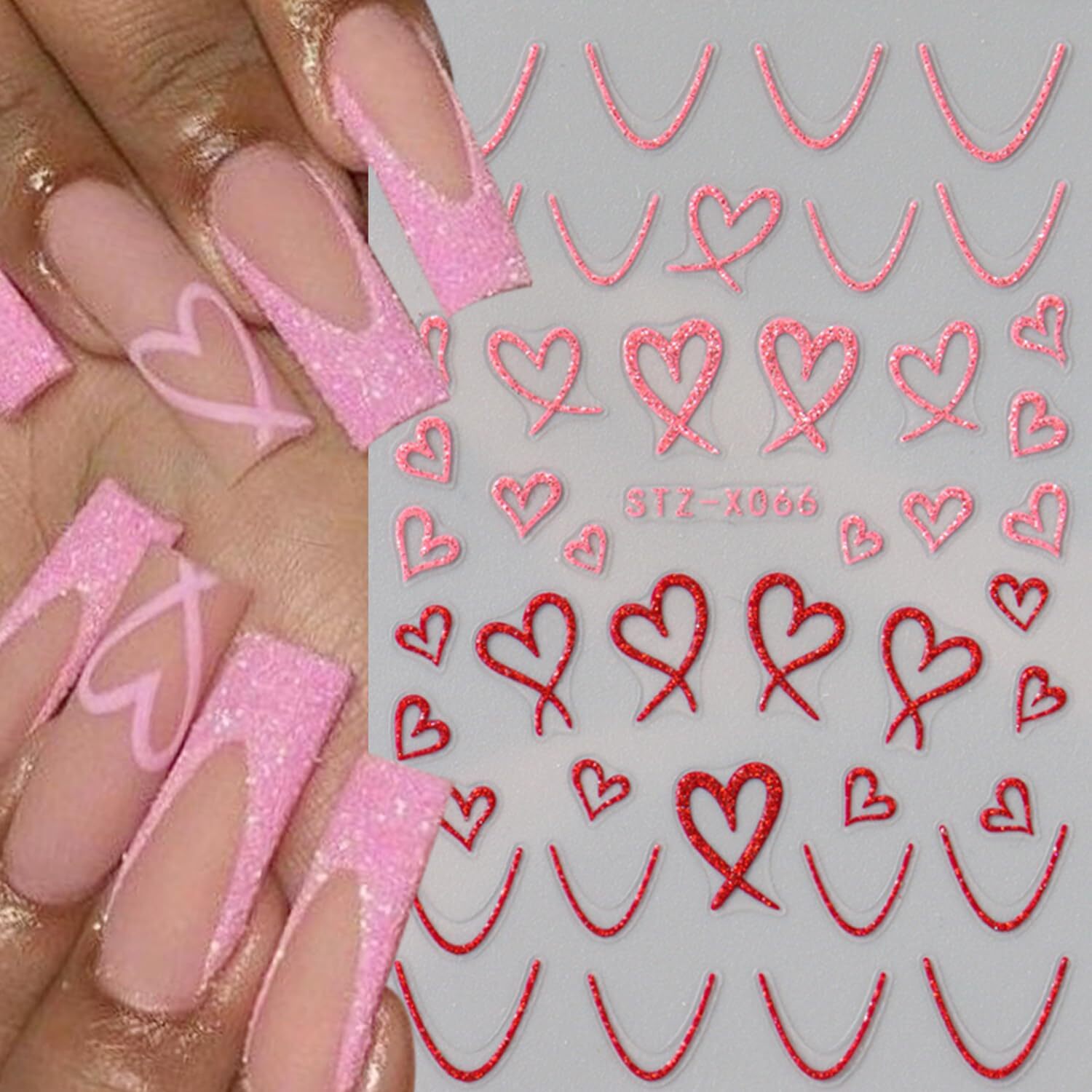 Heart Nail Stickers for Art Love Decals French Colorful