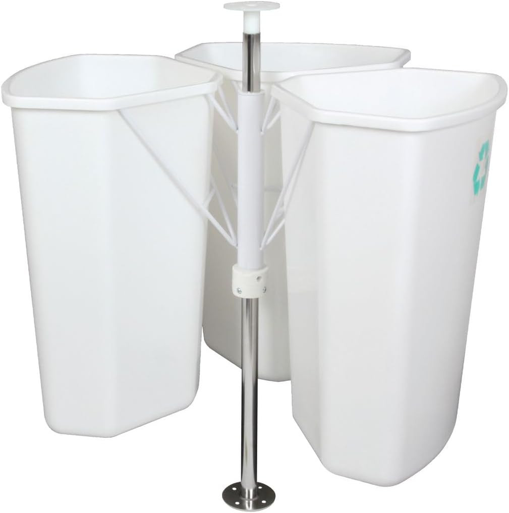 RRC28K-W Revolving Recyling Center with Three Removable 32 Quart Bins