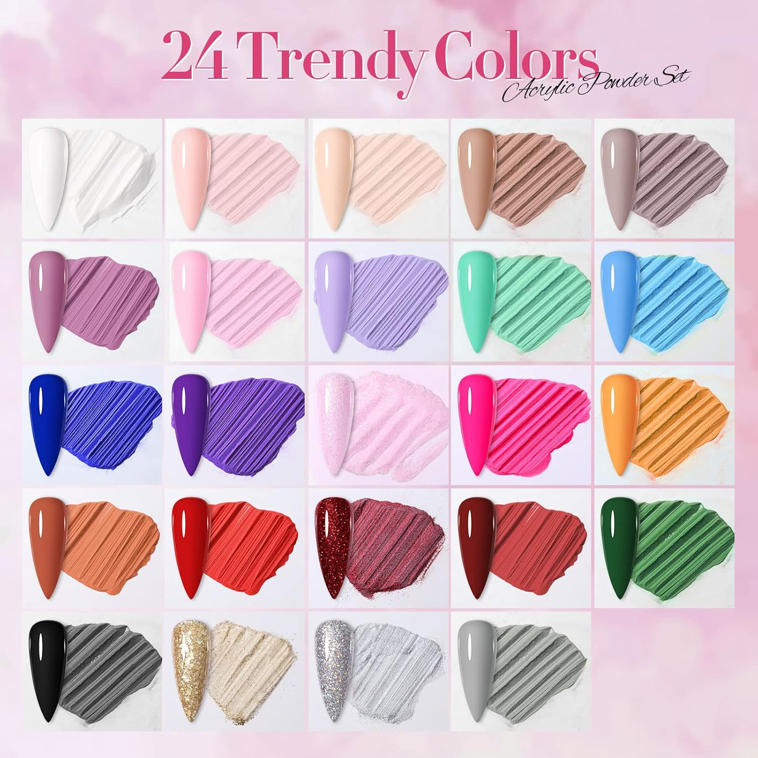 Acrylic Powder Set-24 Colors Acrylic Nail Powder Set All Seasons Colors Pigmente