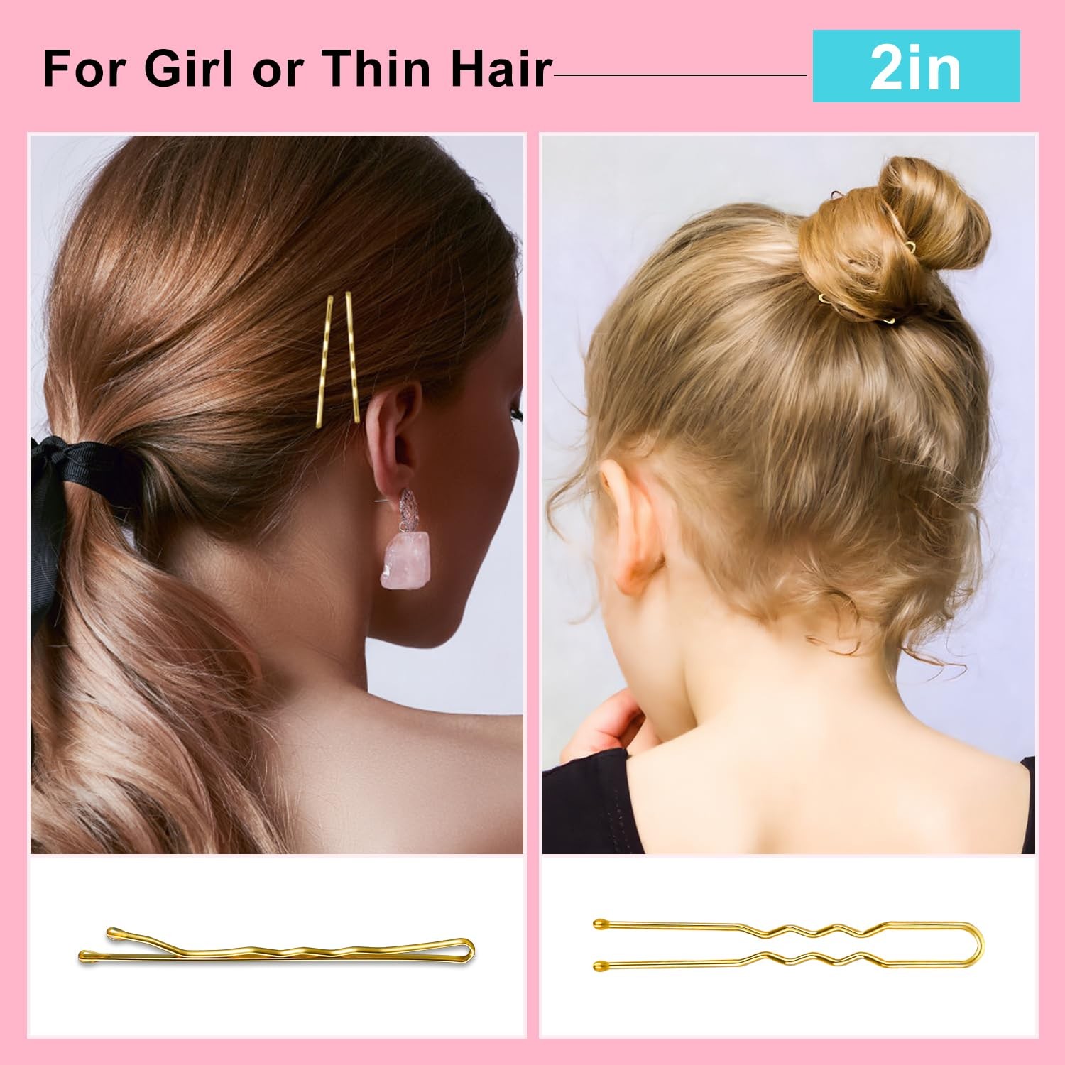 TsMADDTs Hair Pins, Blonde Bobby U Shaped Pins for Women, Buns C-Gold