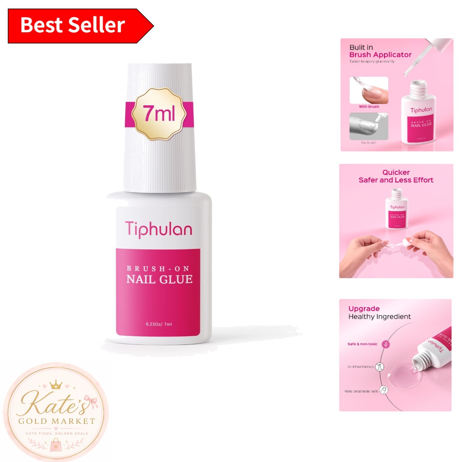 Professional Nail Glue – 7ml Fast-Drying Brush-On Adhesive for Perfect Nails