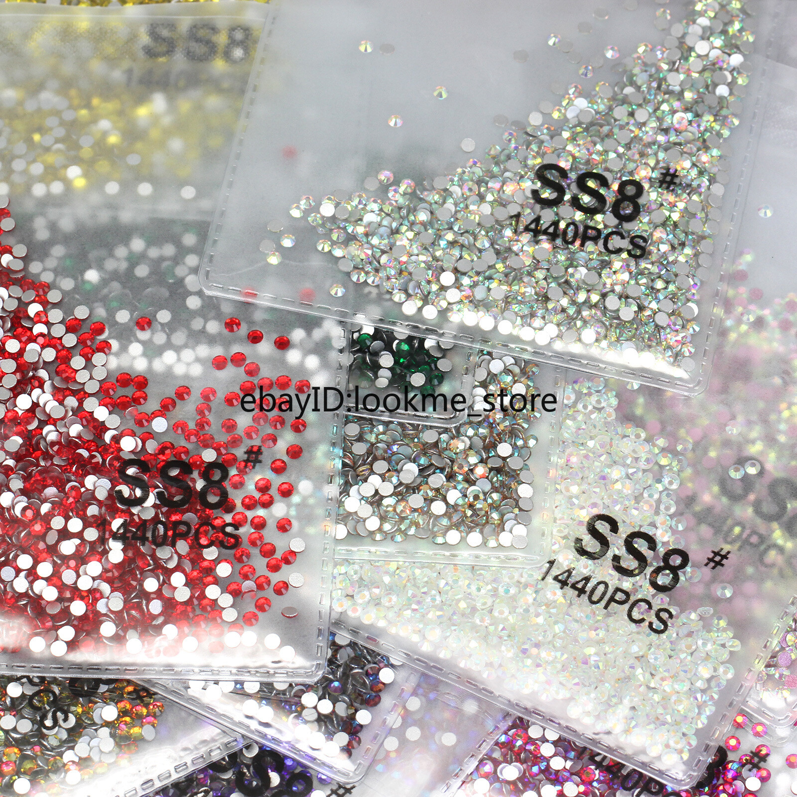 1440pc 2.5mm (ss8) Crystal Glass Rhinestones Flatback Gems Nail Art Crafts Decor