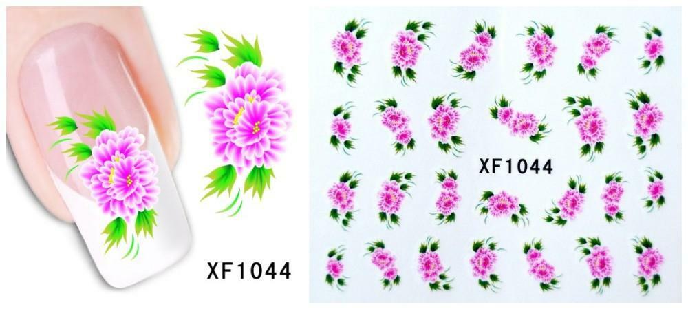 Nail Art Water Transfer Sticker Decal Stickers Pretty Flowers Pink XF1044