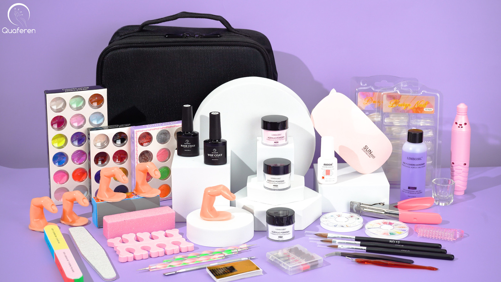Acrylic Nail Kit for Beginners – 42 Colors Glitter Powder, UV Light, Drill & Org