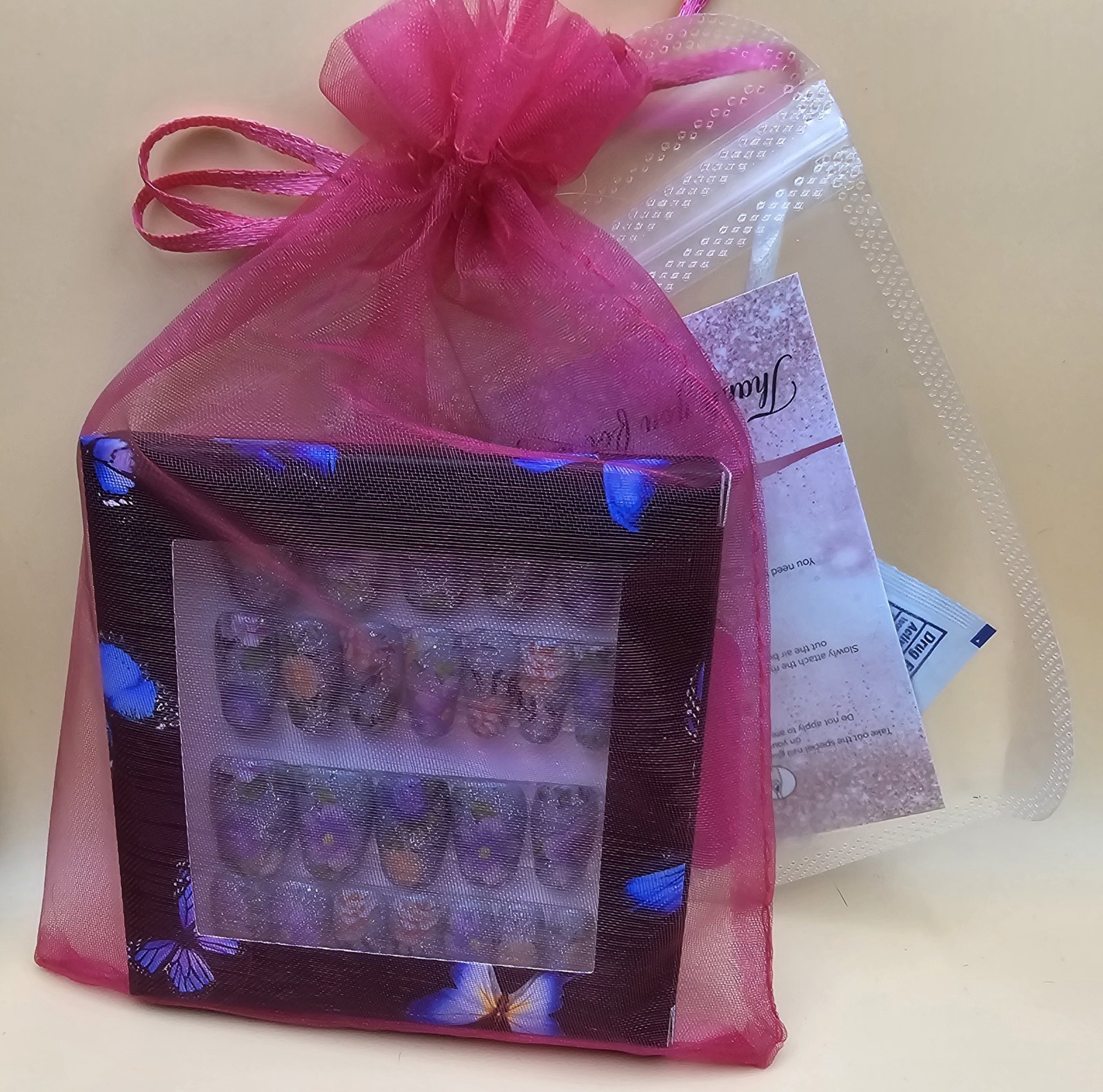 Reusable Short Coffin Press-On Nails – Teal Floral 24pc Full Cover Set