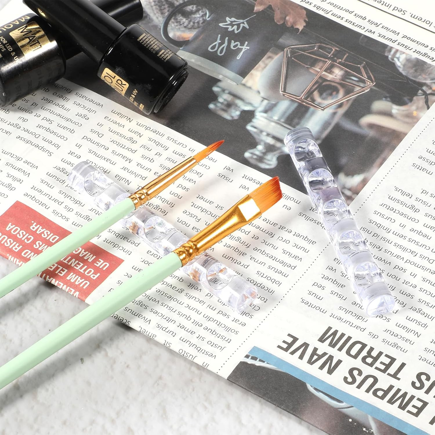 2 Pack Crystal Bar Pen Holder Transparent Brush Holder Acrylic Nail Art Painting