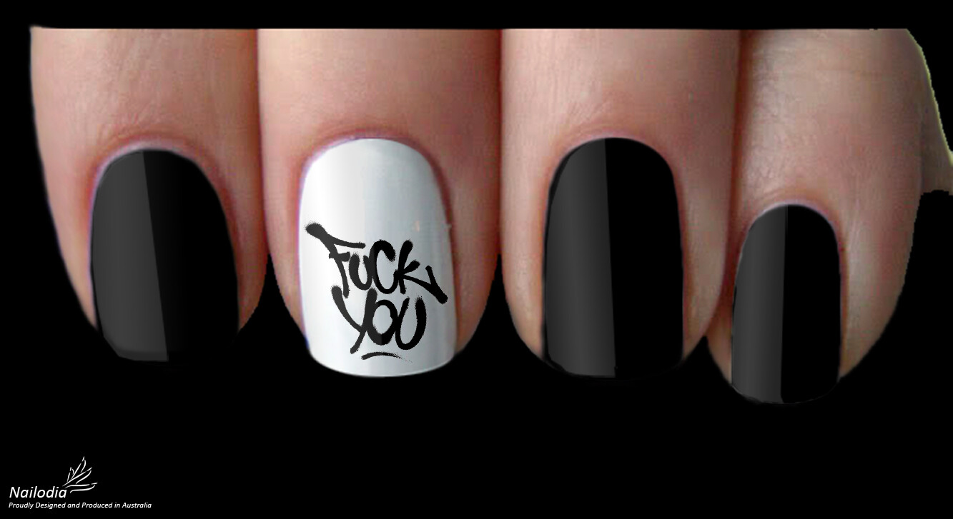 Middle Finger Nail Art Decal Sticker Water Transfer Slider