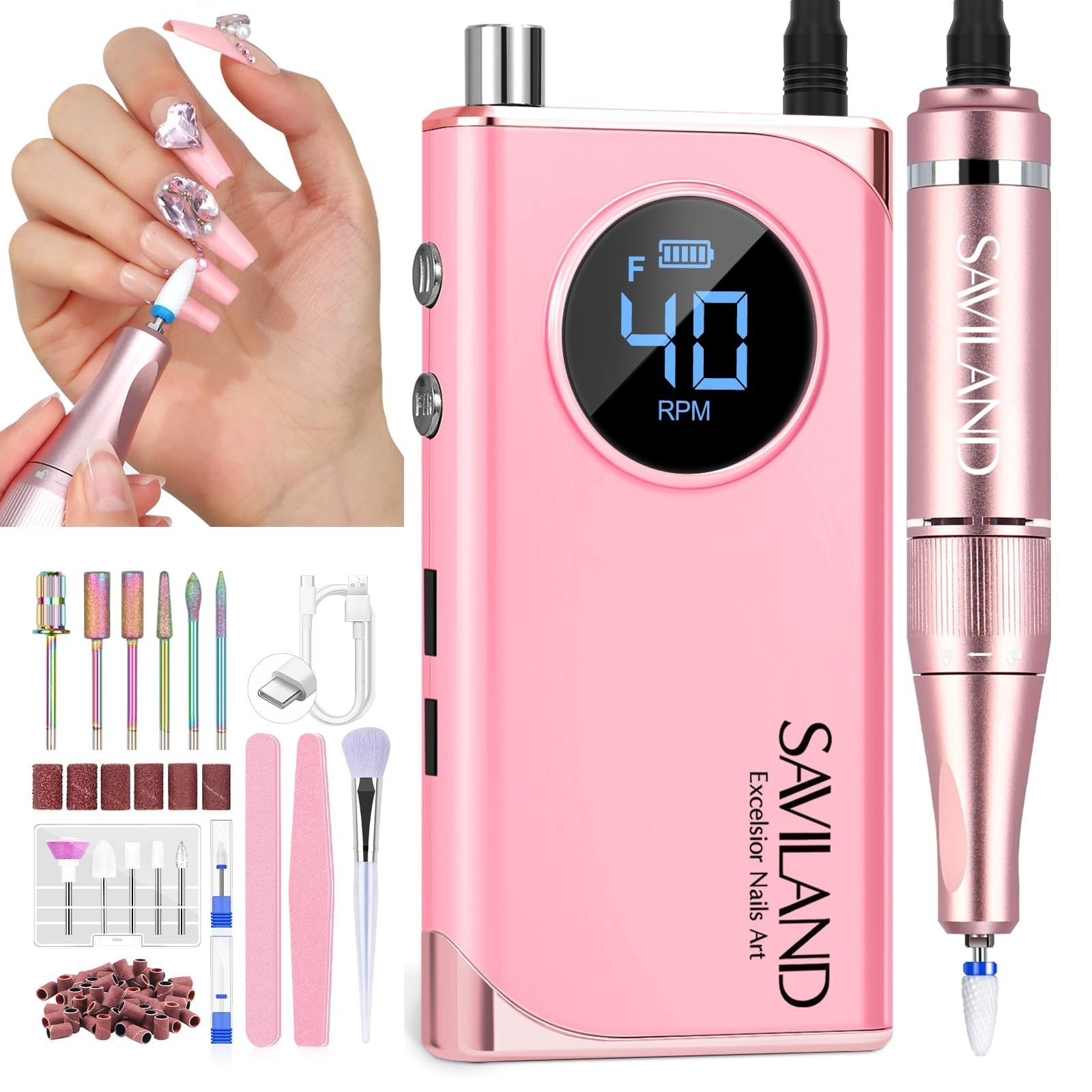 SAVILAND Acrylic Nail Kit with Drill – Professional Set for Beginners