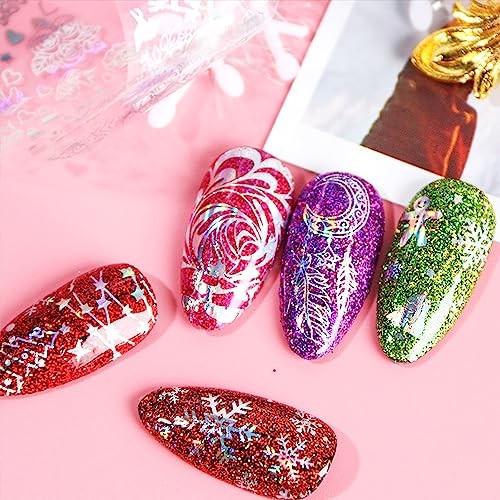 20 Roll Nail Foil Transfer Sticker Kit – Black, White, Lace, Flower &