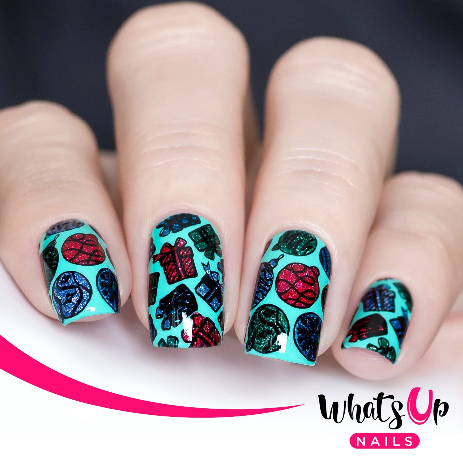 B034 Deck the Nails Stamping Plate For Christmas Stamped Nail Art Design
