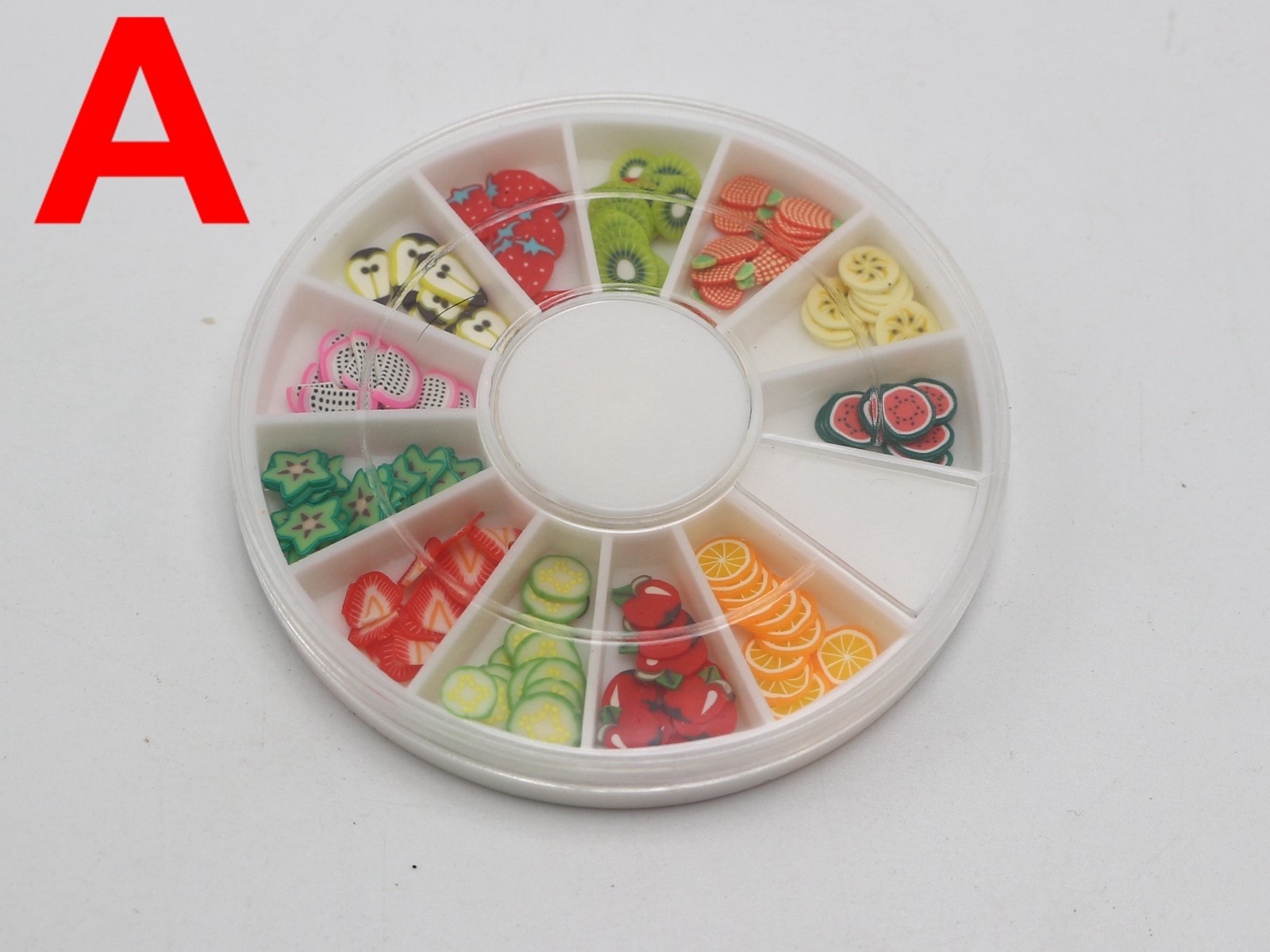 4 Wheel of 12 Styles Assorted 3D Fimo Polymer Clay Slices Various Nail Art Tips