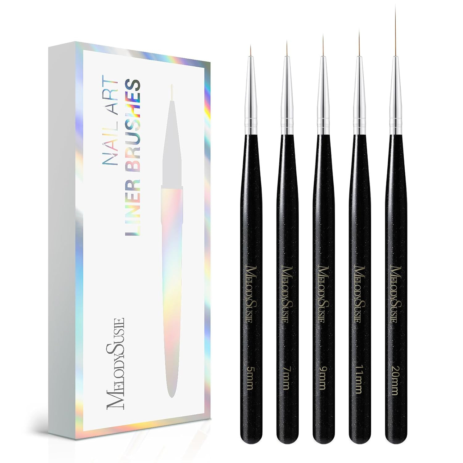 5Pcs Nail Art Liner Brushes with Nail Brush Holder | Gel Polish Painting Art Des