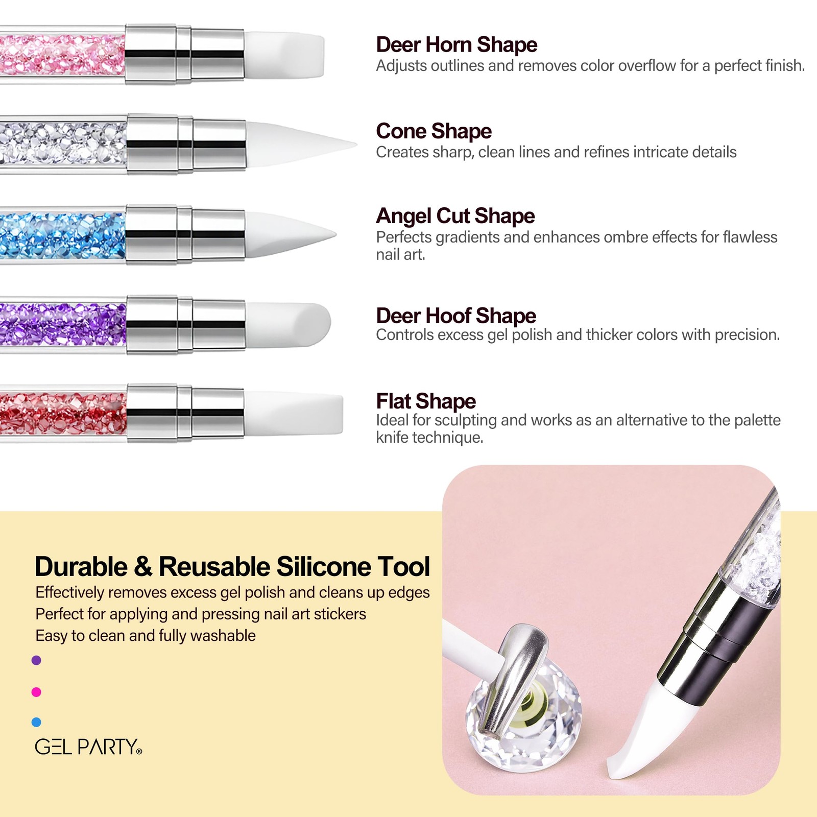 GELPARTY 21 Pcs Pastel Nail Art Brush Set for Gel Polish, Acrylic & Ombre – P…