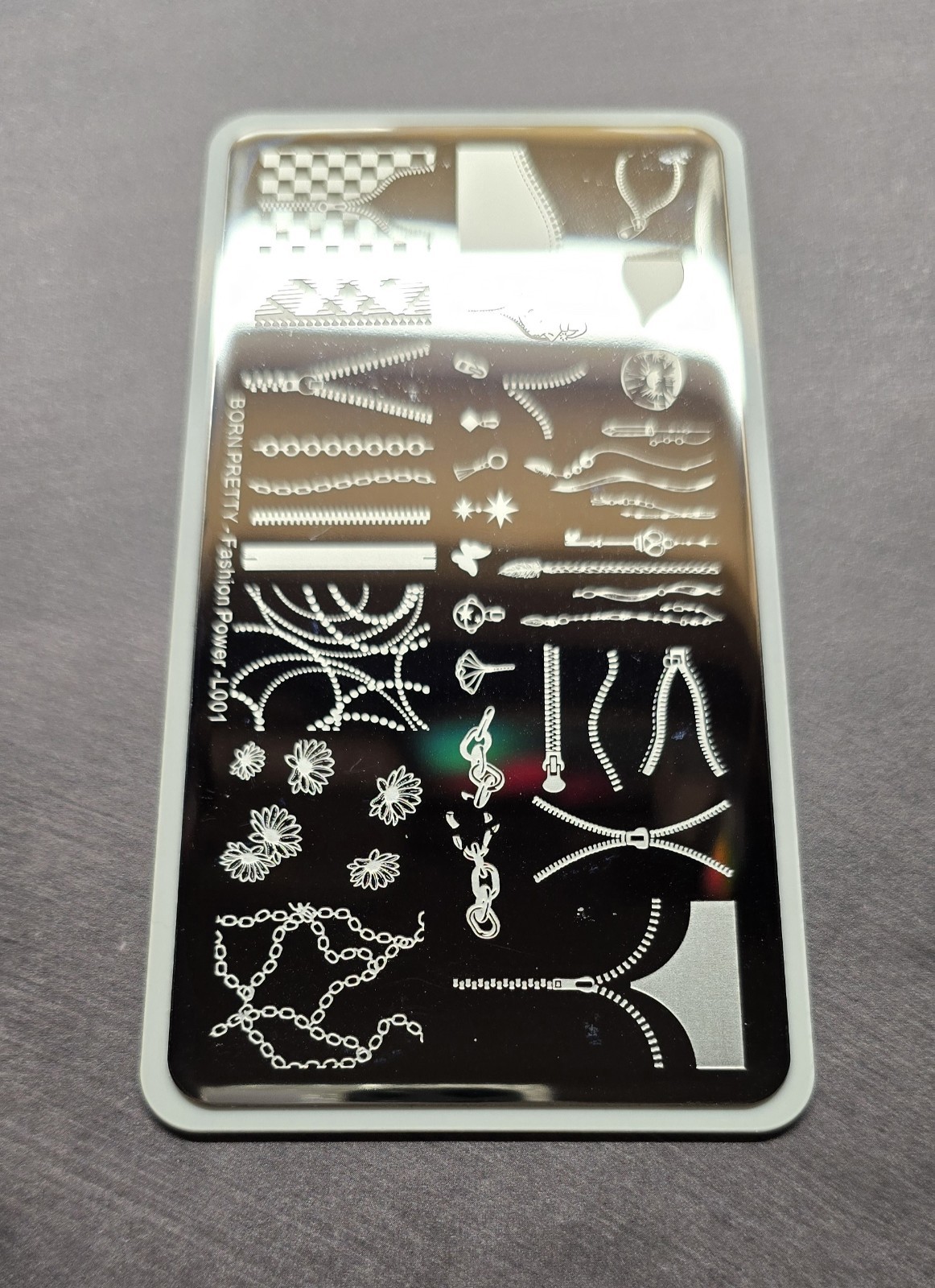 Born Pretty Fashion Power L001 BP-L001 nail stamp Plate Chain Bling Plaid Pearls