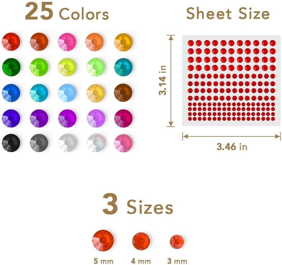 4125PCS Self Adhesive Rhinestone Stickers 25 Colors 3 Sizes Craft Face Nail USA*