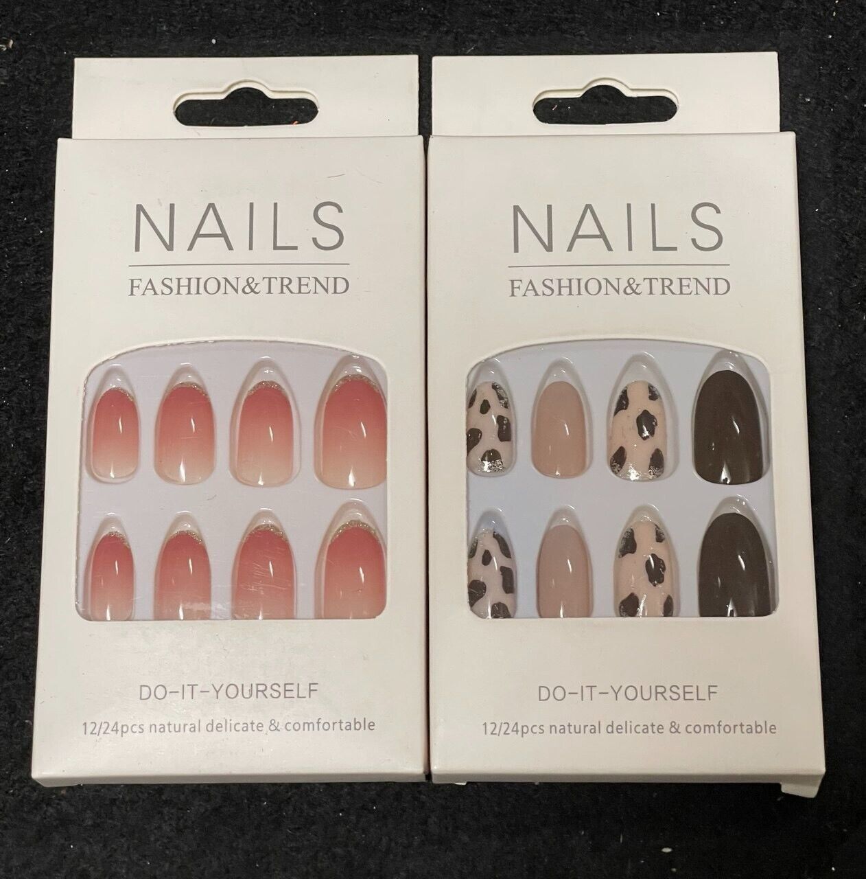 2 Pack of 24Tips/Set Fake Wearable Full Cover Nail Tips Press on Nails COS193