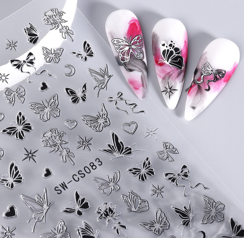 Nail Art Decoration Rose Flower Butterfly Nail Decal Self Adhesive stickers NS53