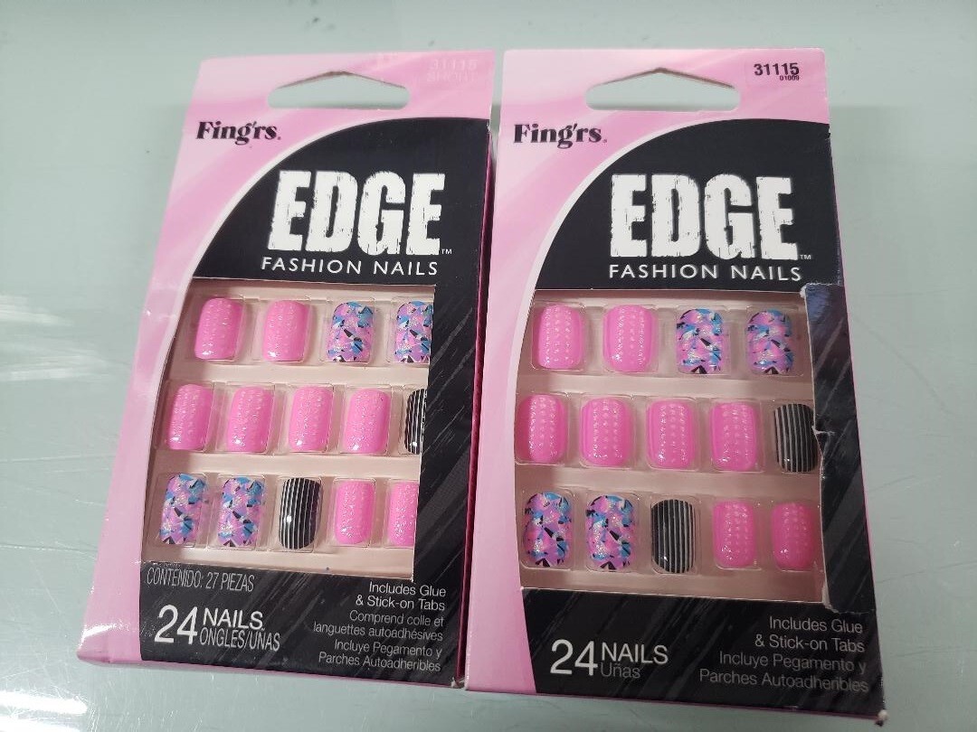 Fing’rs Edge Fashion Nails Short, 24 Nails – 31115-NO GLUE!!!!!!!-LOT OF 2–N47