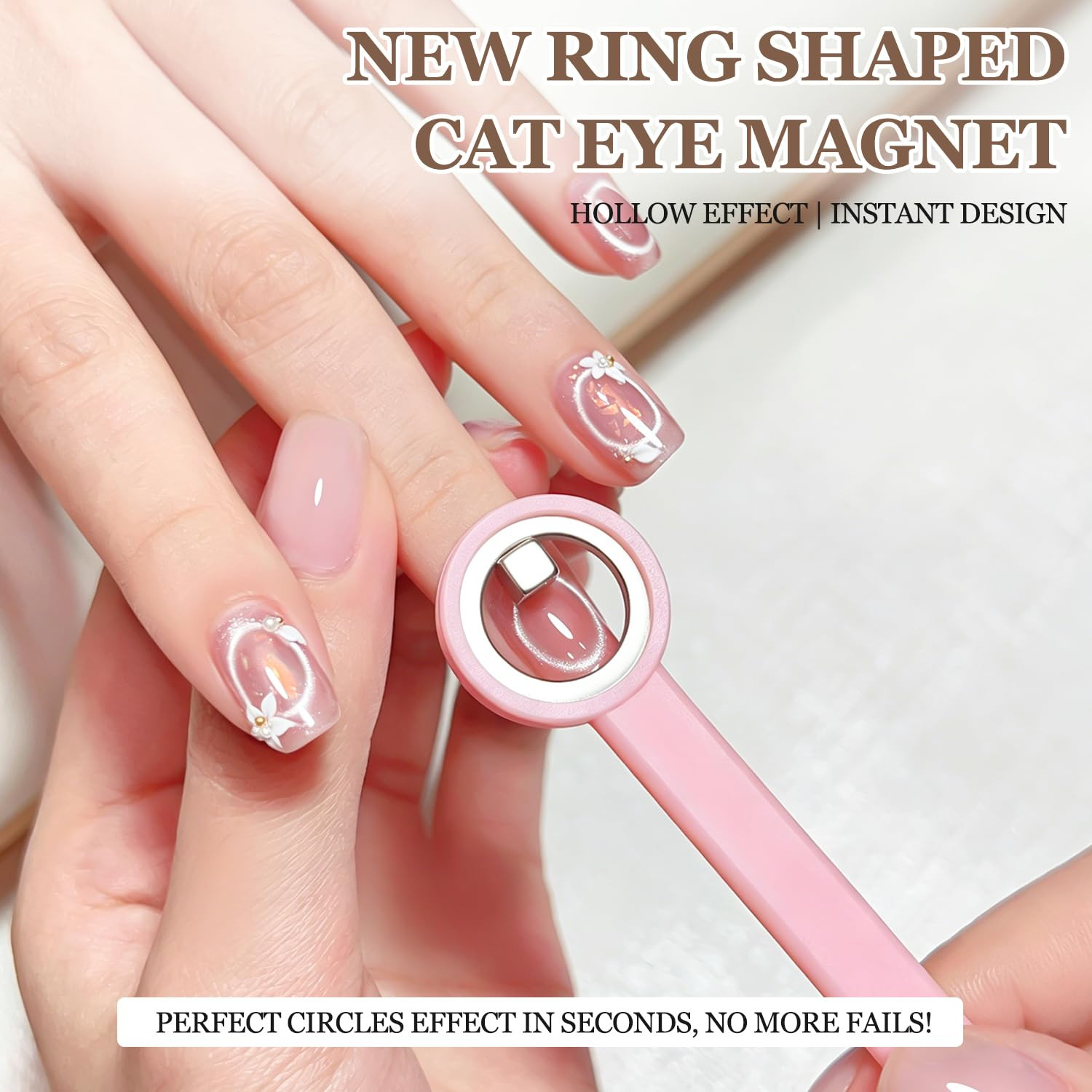 New Ring-Shaped Cat Eye Magnet for Nails, 2-In-1 Circle Nail Magnet Tool | Hollo