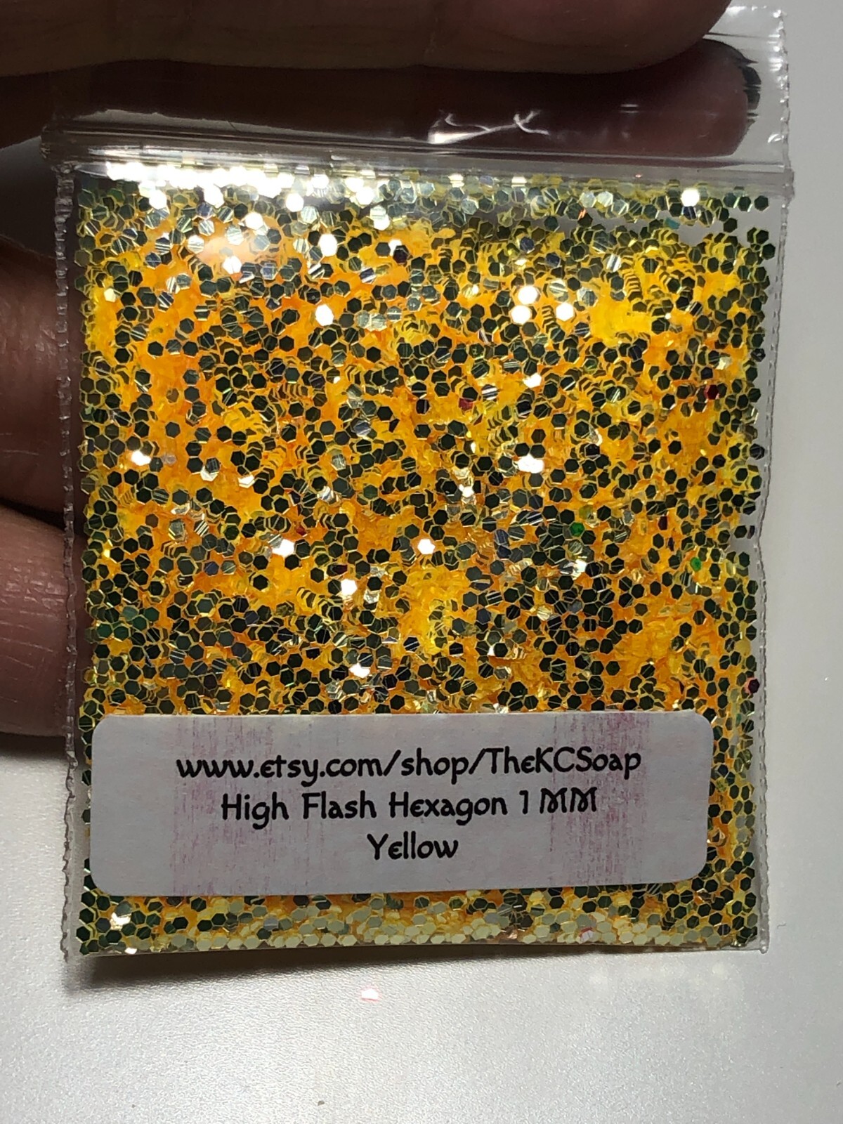 50g Solvent Resistant HIGH FLASH HEXAGON 1MM Glitter YELLOW ART Nail Craft