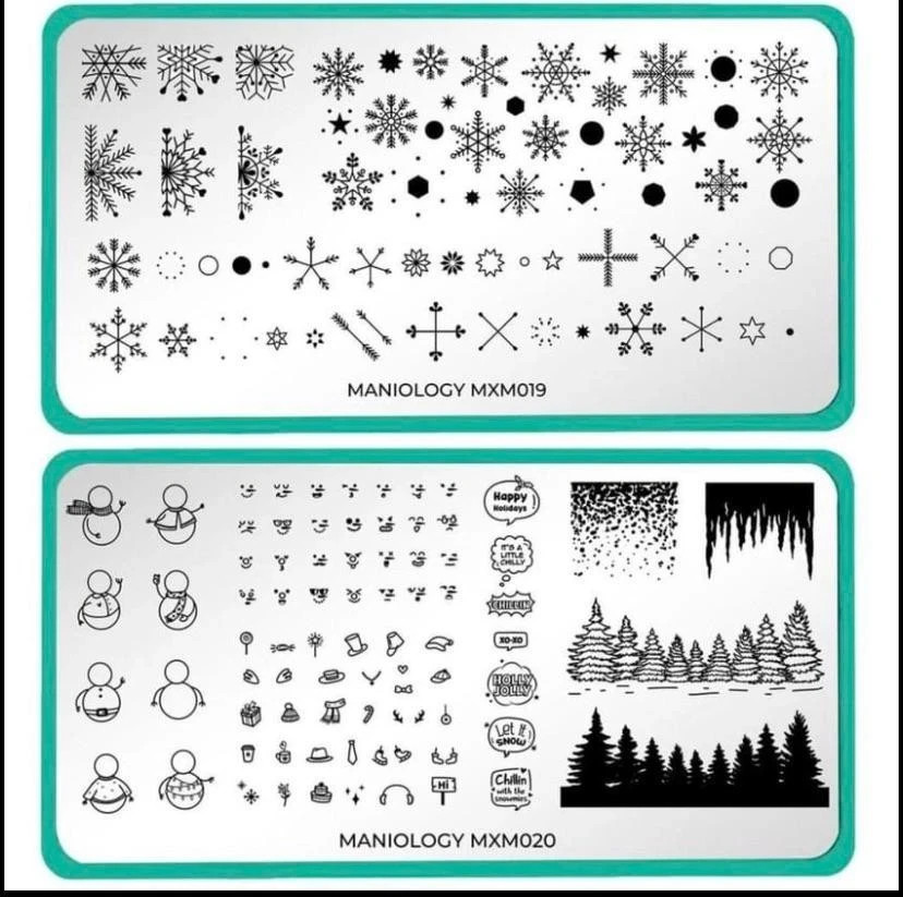 Maniology MXM019 MXM020 Nail Stamping Plates Build a Snowman
